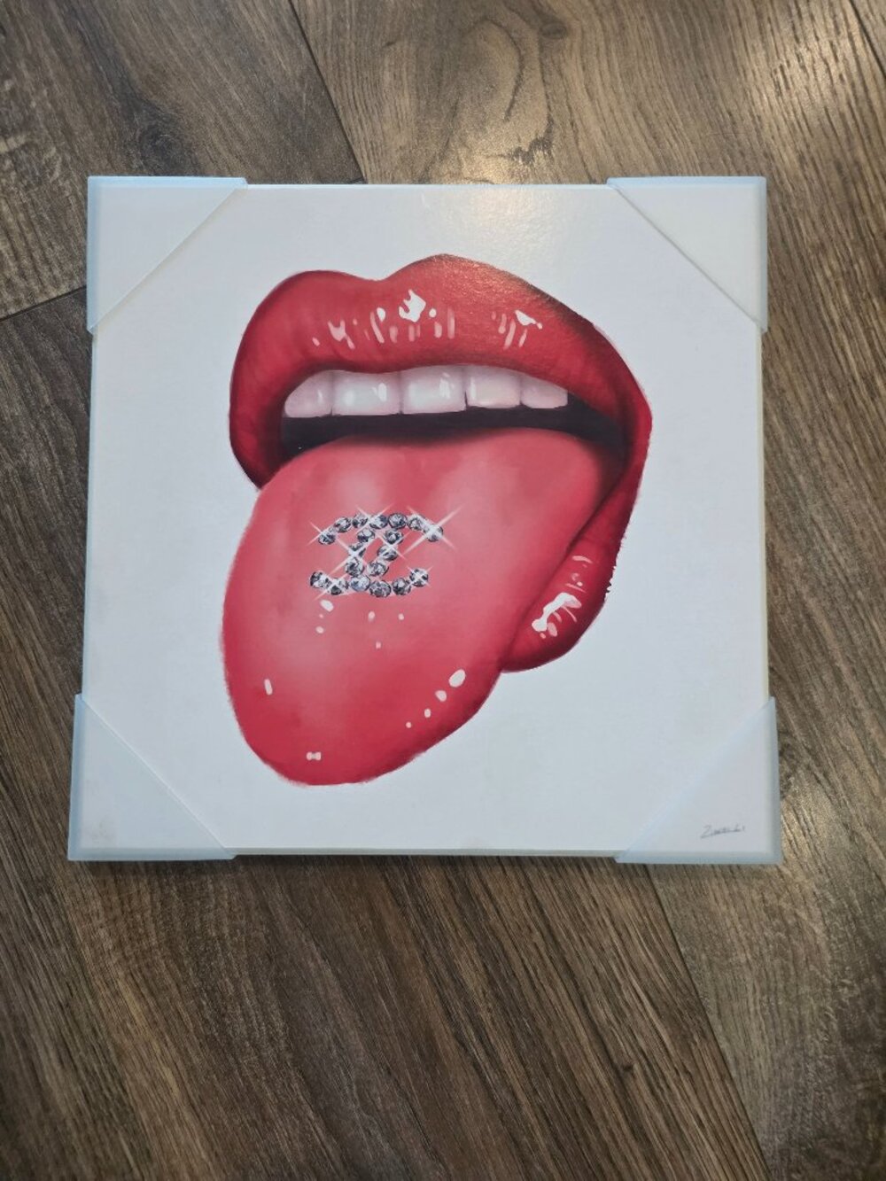 Chic Red Lips & Tongue Chanel CC Logo Canvas Wall Art